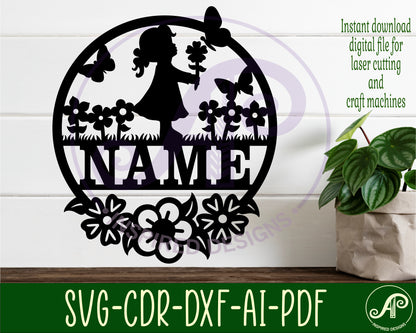 Little girl name wall sign. SVG / DXF / AI / PDF / CDR