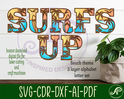 Beach alphabet letter set. 58 letter options