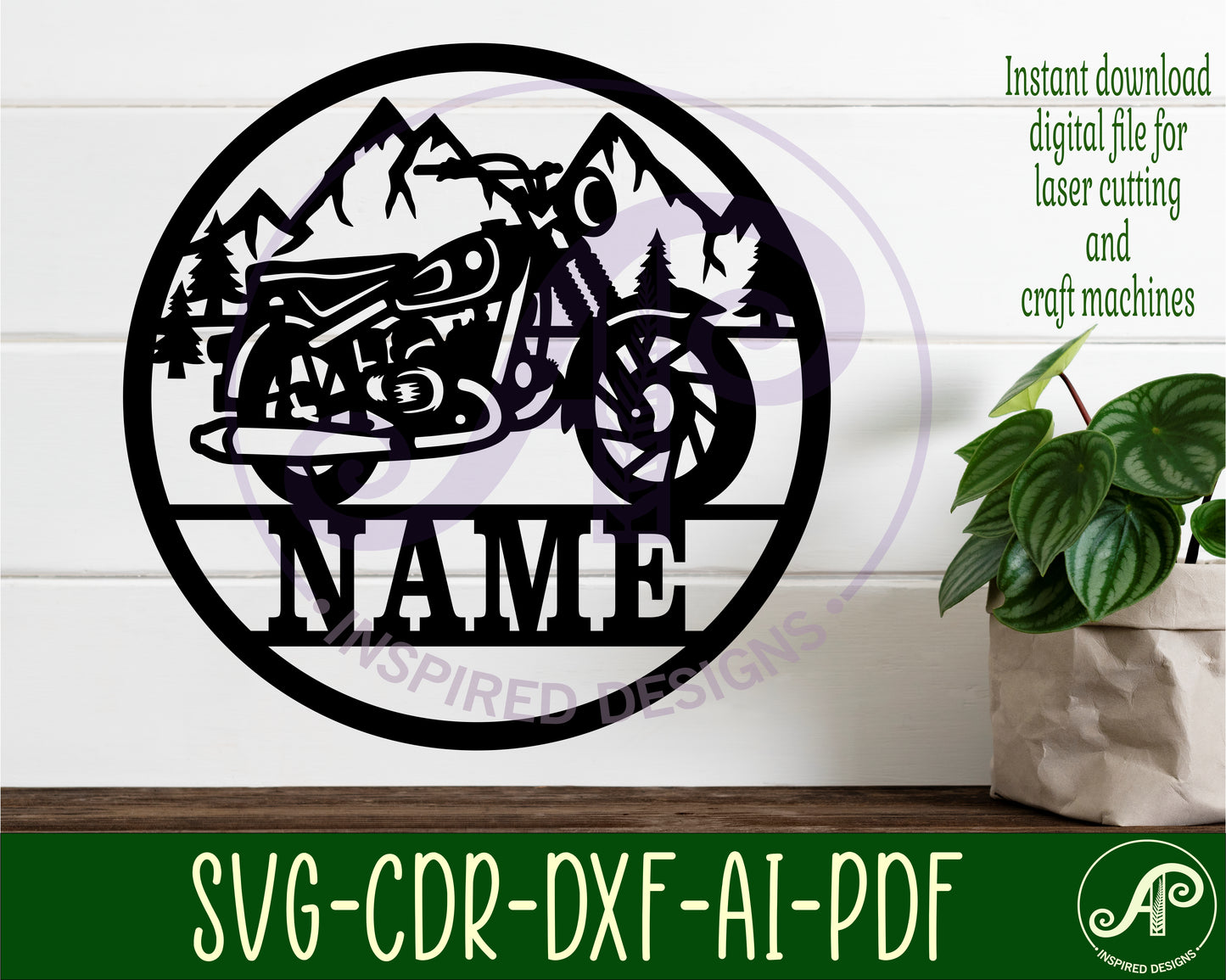 Motorcycle name wall sign. SVG / DXF / AI / PDF / CDR