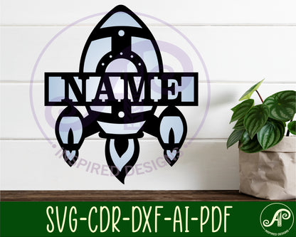 Rocket design shape name sign SVG / DXF / AI / PDF / CDR