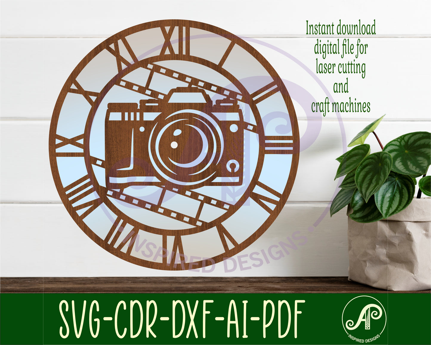 Photographer camera wall clock template designs