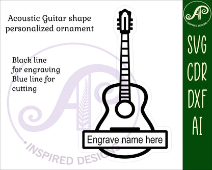 Acoustic guitar ornament design SVG / DXF / AI