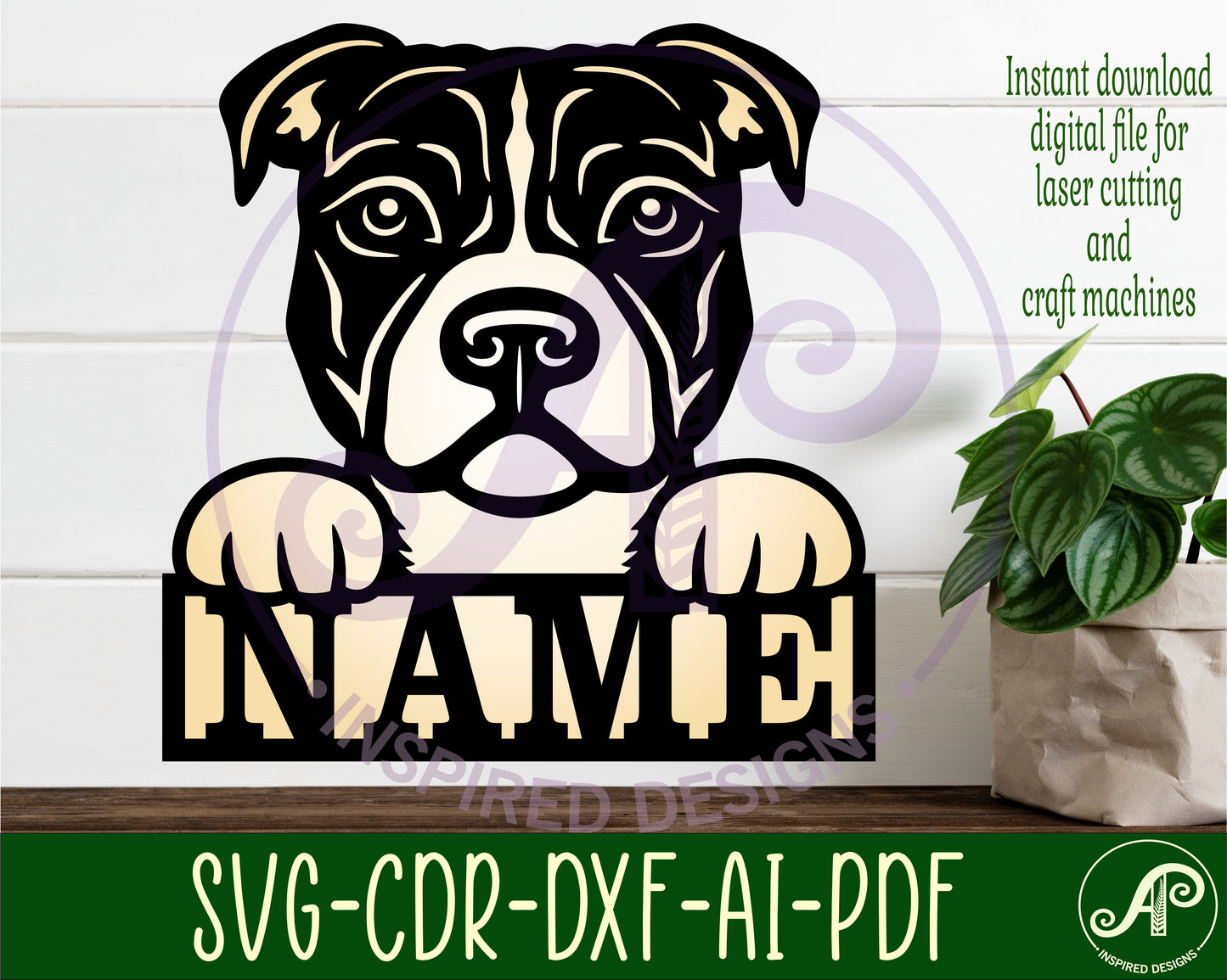 Pitbull dog name sign SVG / DXF / AI / PDF / CDR