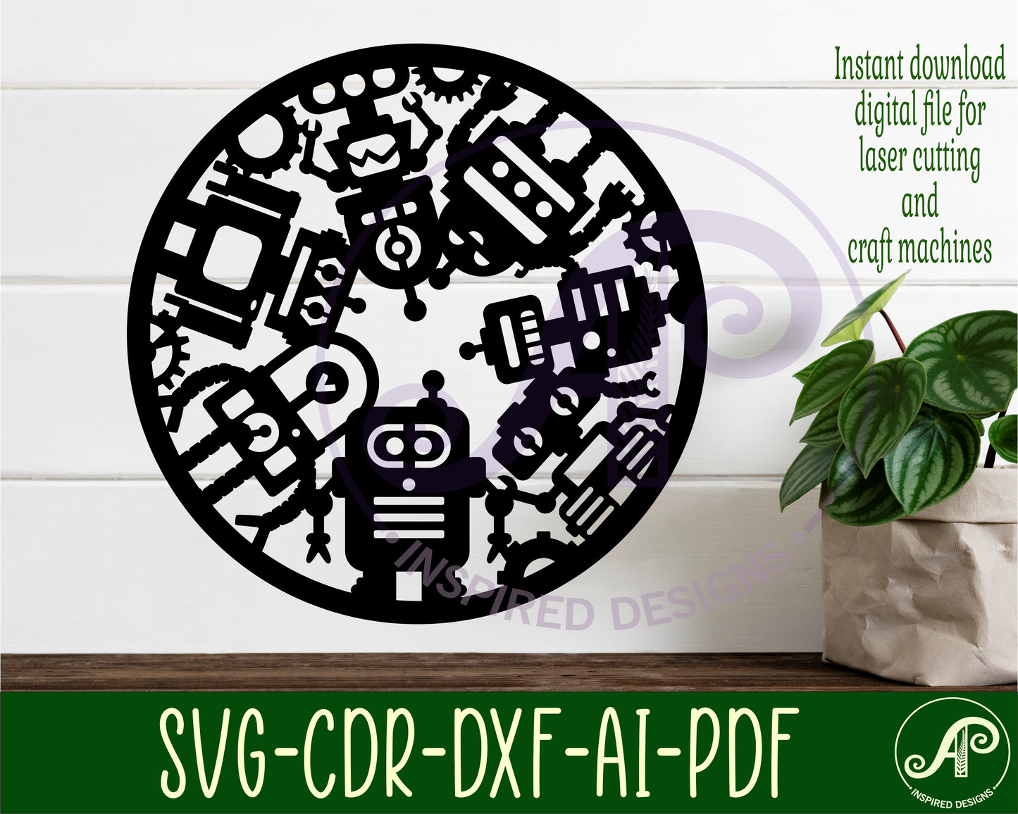 Robot wall sign design SVG / DXF / AI / PDF / CDR