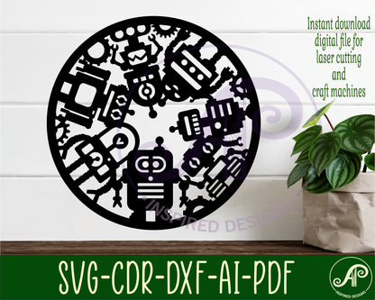 Robot wall sign design SVG / DXF / AI / PDF / CDR