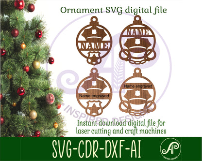 Police Christmas Ornament SVG laser cut files