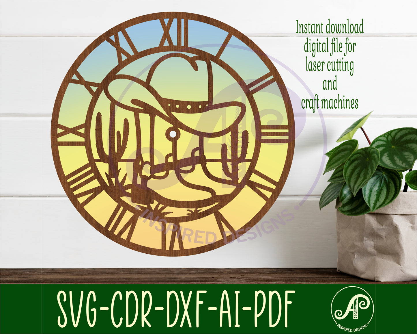 Cowboy rodeo wall clock template designs