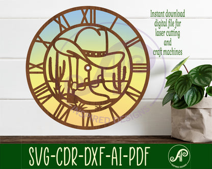 Cowboy rodeo wall clock template designs