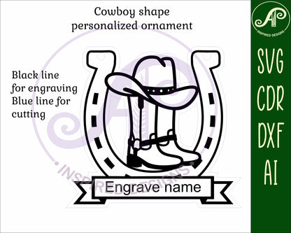 Cowboy, Rodeo  engraved ornament design SVG / DXF / AI