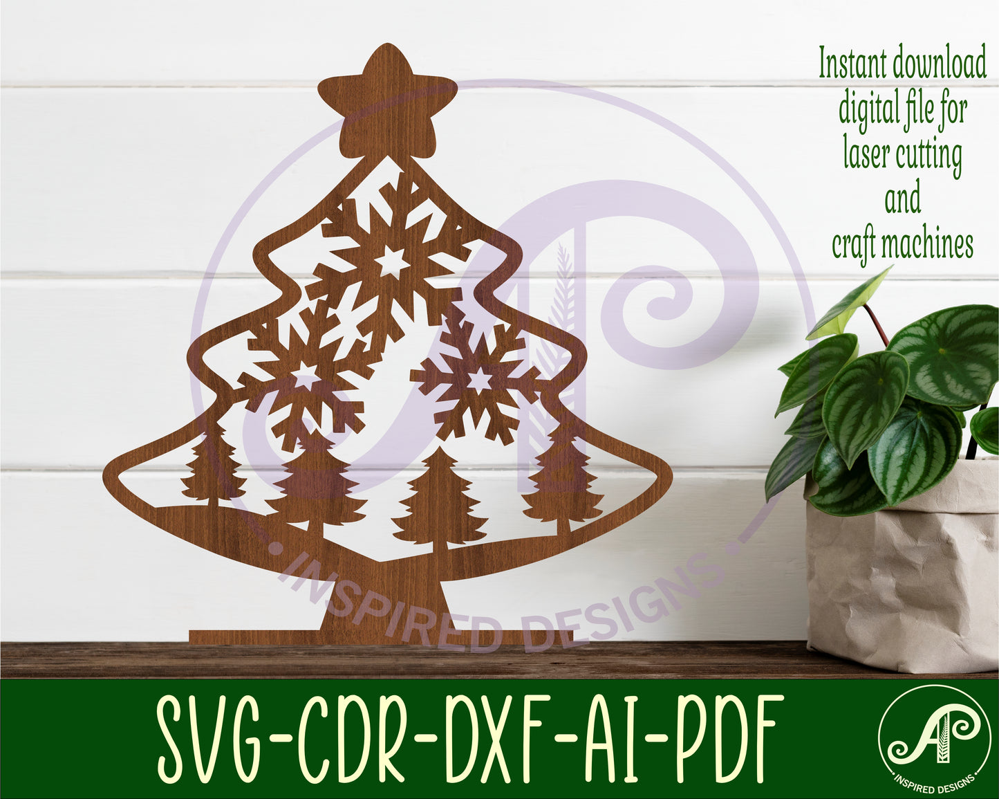 Snowflakes Christmas tree stand design SVG / DXF / AI / PDF / CDR