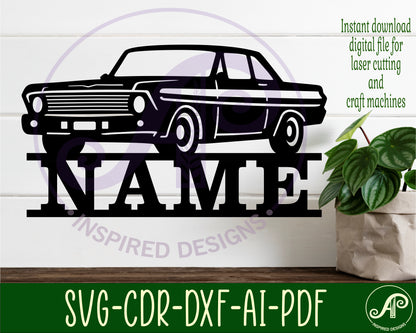 Classic car shape name sign design 1 SVG / DXF / AI / PDF / CDR