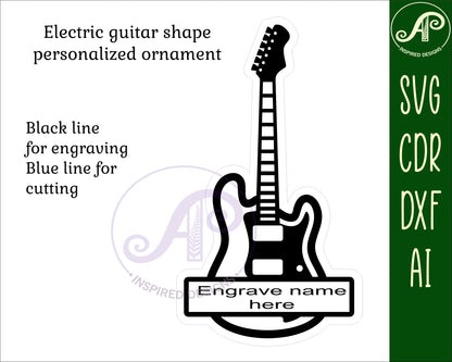 Electric guitar ornament design SVG / DXF / AI