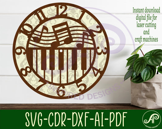 Piano wall clock template designs