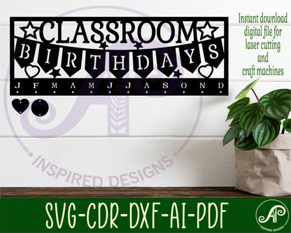 Classroom birthdays calendar design  SVG / DXF / AI / PDF / CDR