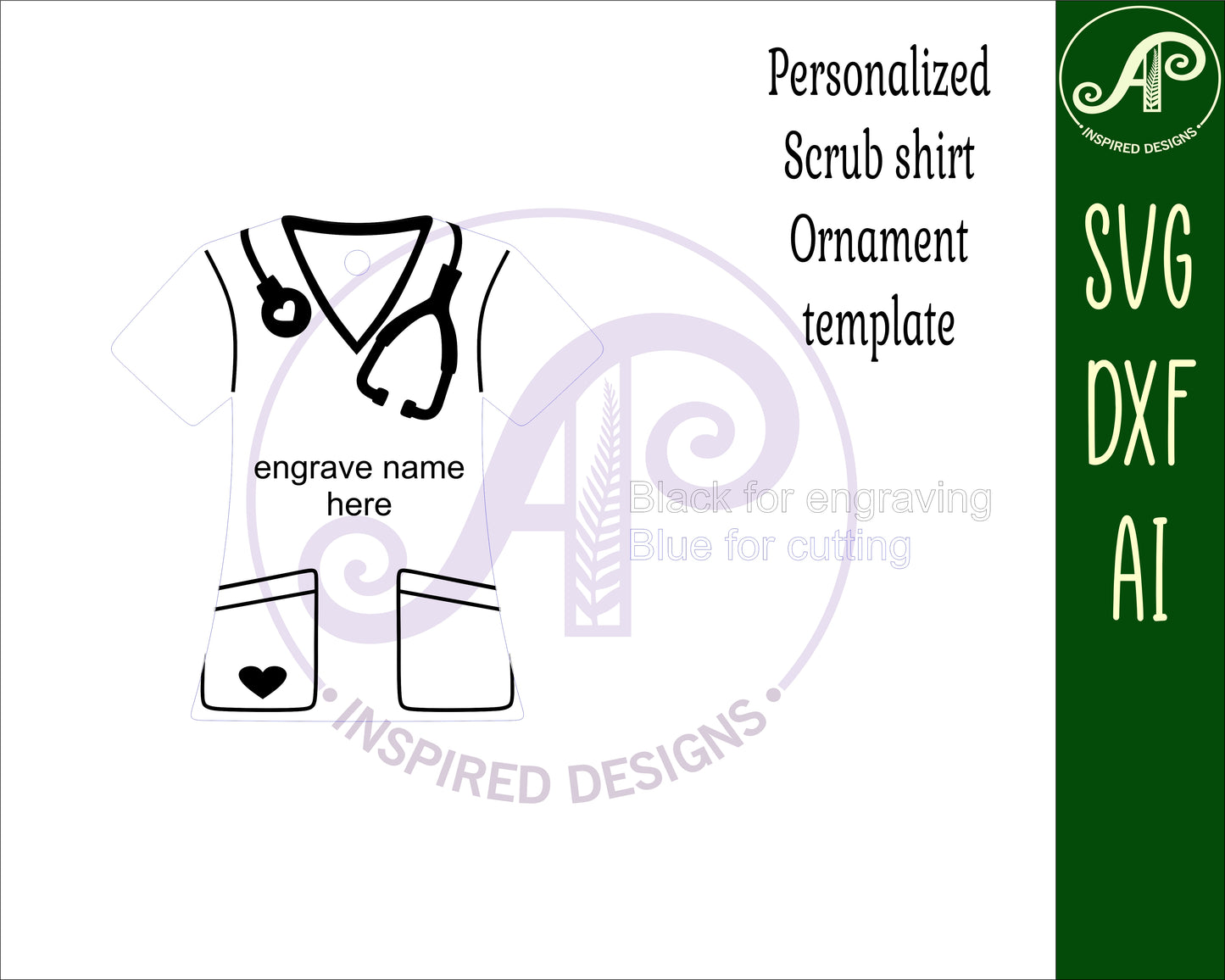 Scrubs shirt engraved ornament design SVG / DXF / AI