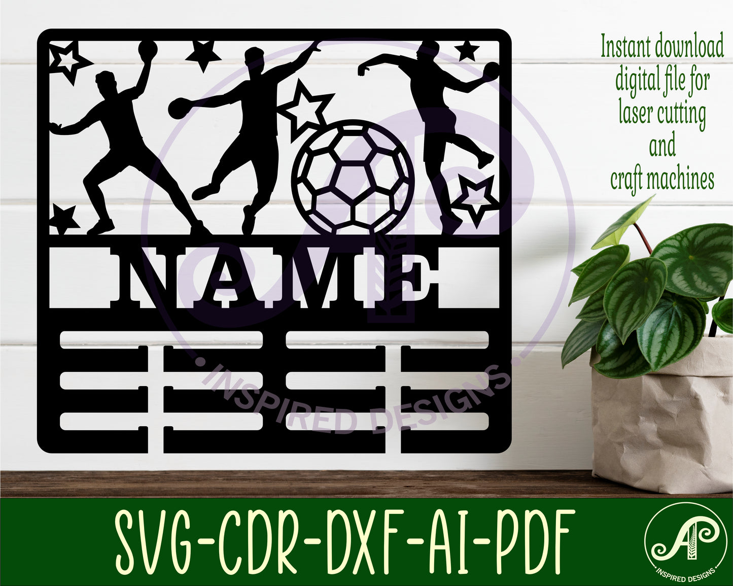 Handball male medal holder sign. SVG / DXF / AI / PDF / CDR