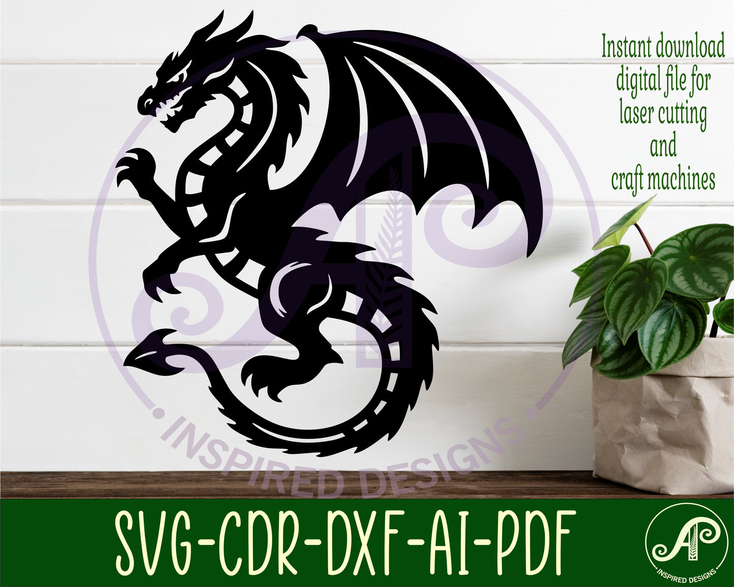 Detailed dragon design 1 wall sign design SVG / DXF / AI / PDF / CDR (Copy)