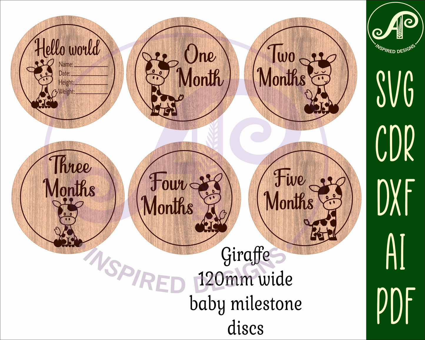 Giraffe Baby monthly milestone disc set