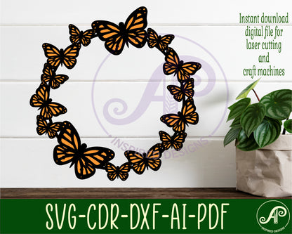 Monarch wreath wall sign design SVG / DXF / AI / PDF / CDR