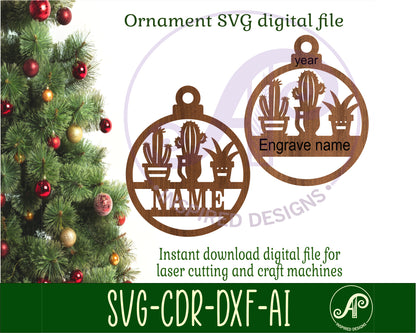 Cactus plants Christmas Ornament SVG laser cut files