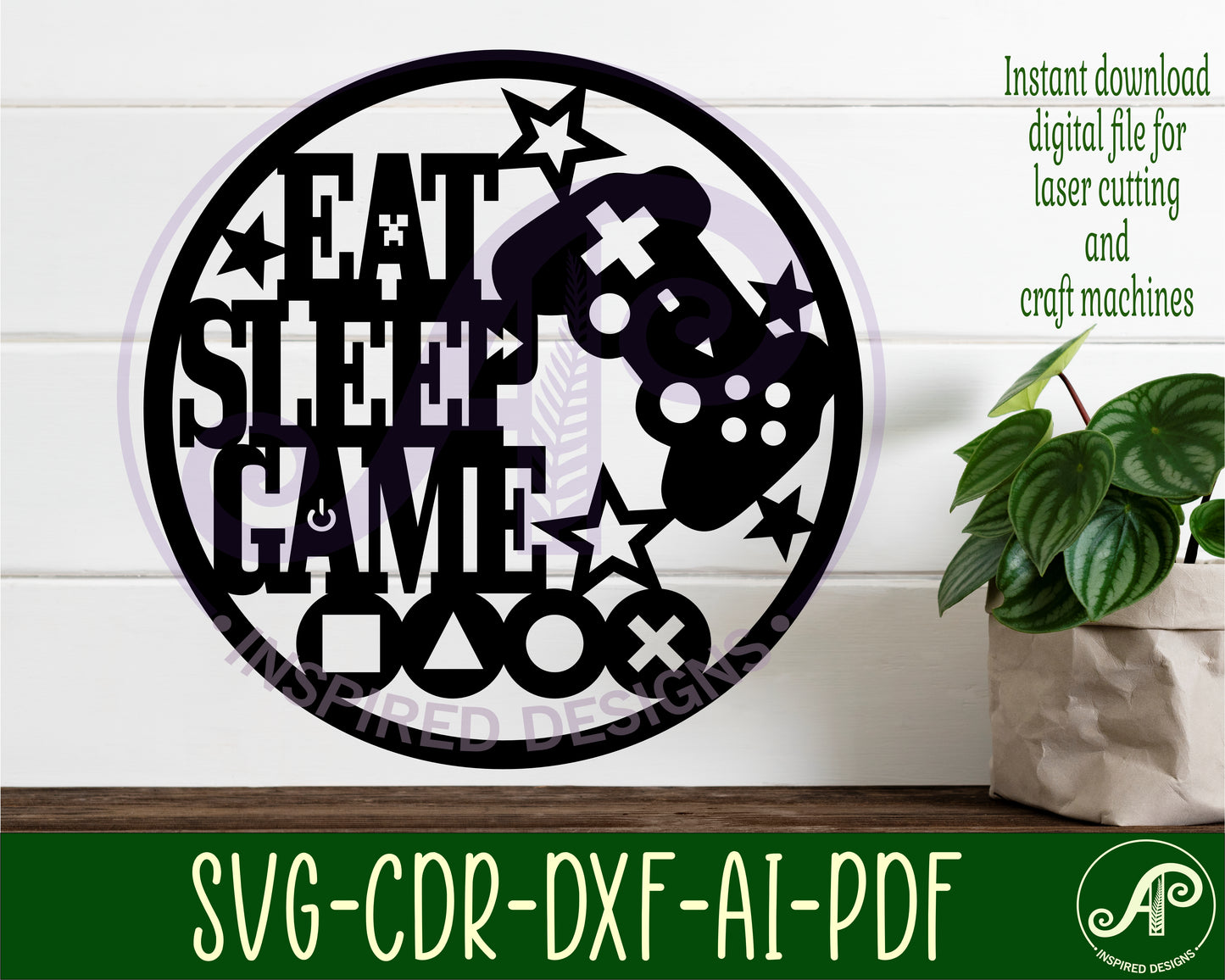 Gamer wall sign design SVG / DXF / AI / PDF / CDR