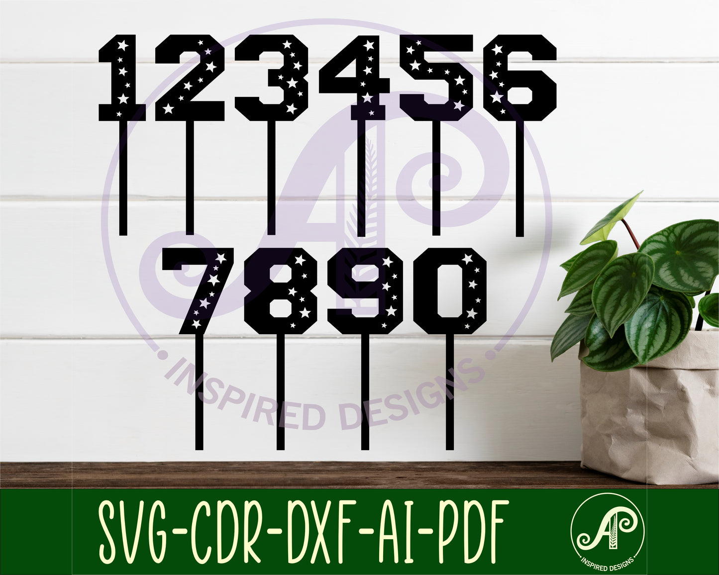 Star numbers topper designs SVG / DXF / AI / PDF / CDR