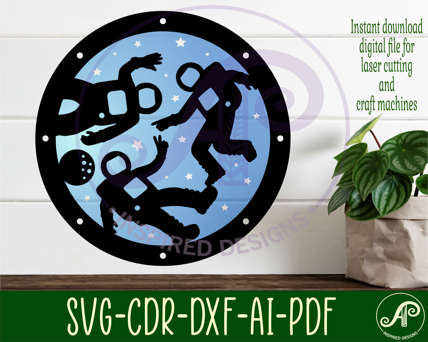 Astronauts wall sign design SVG / DXF / AI / PDF / CDR