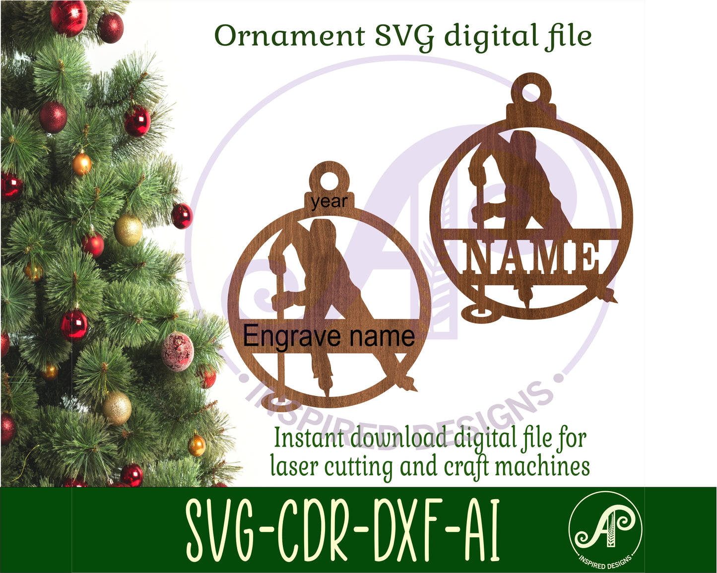 Ringette Christmas Ornament SVG laser cut files