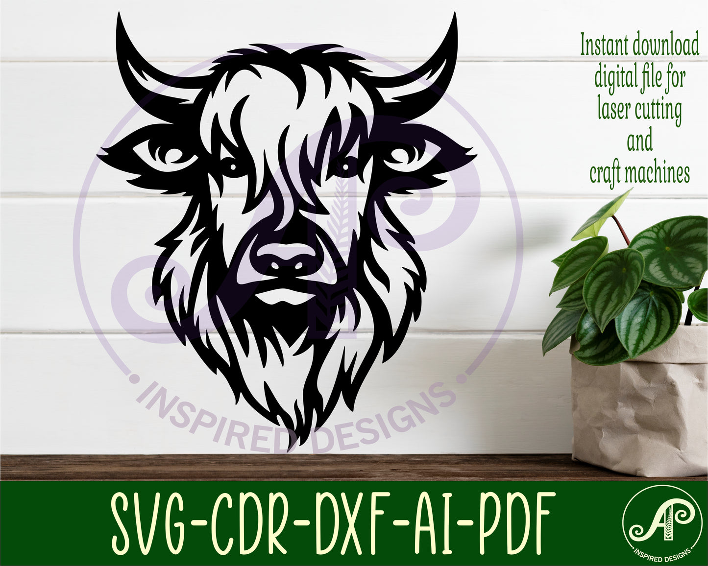 Highland cow wall sign design SVG / DXF / AI / PDF / CDR