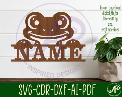 Frog name sign SVG / DXF / AI / PDF / CDR