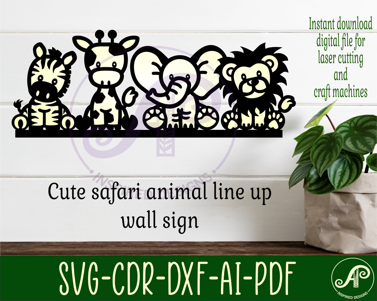 Cute safari line up wall sign design SVG / DXF / AI / PDF / CDR