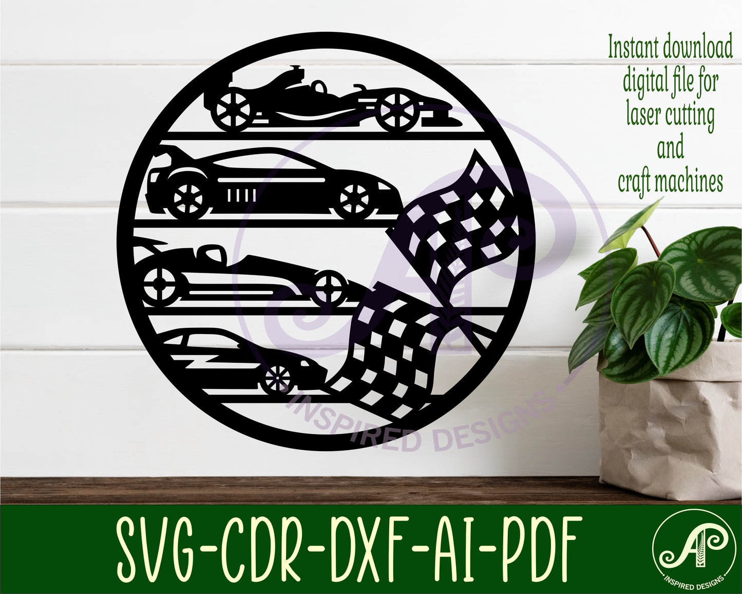 Race car wall sign design SVG / DXF / AI / PDF / CDR