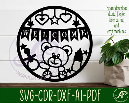 Welcome new baby wall sign design SVG / DXF / AI / PDF / CDR