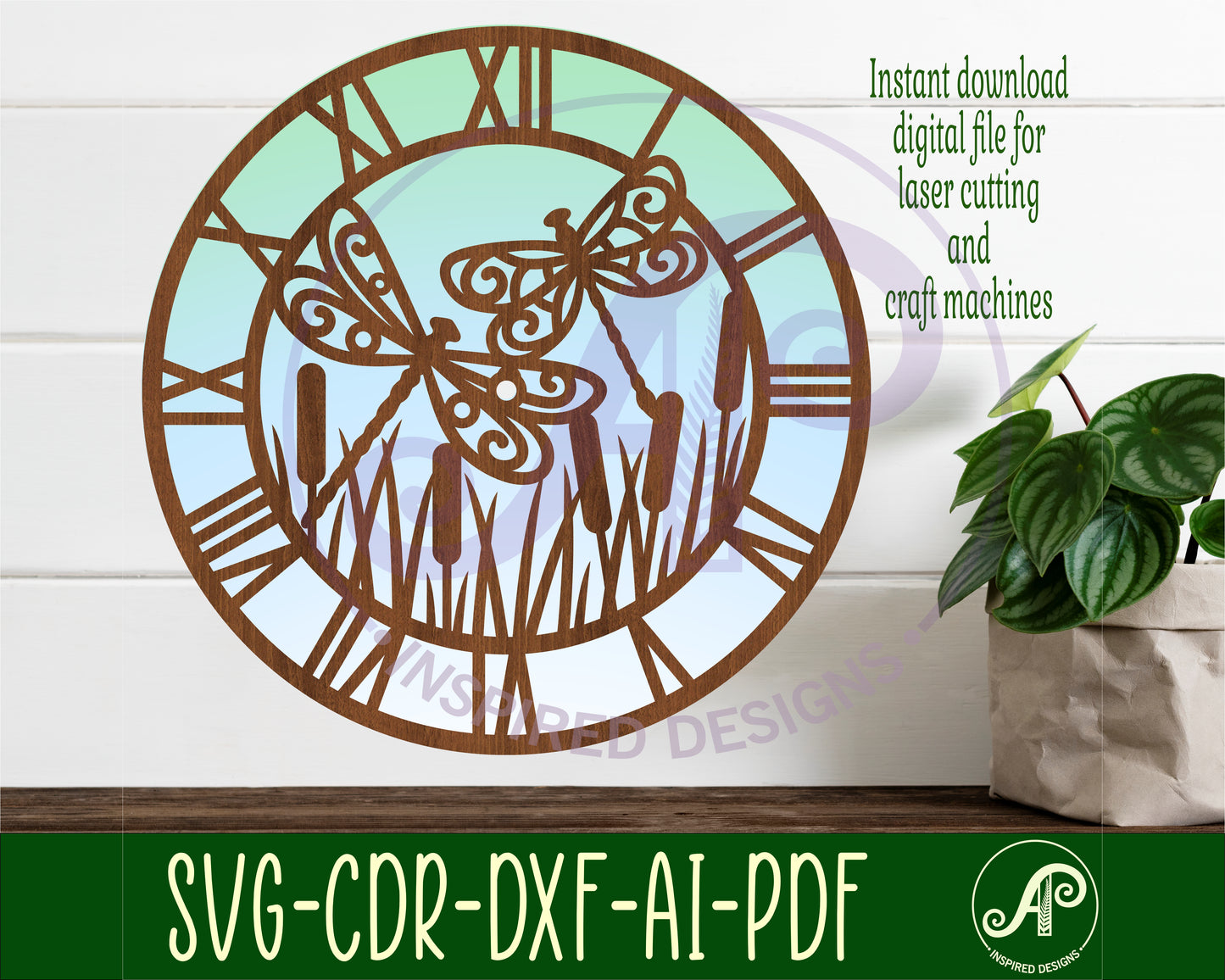 Dragonfly wall clock template designs