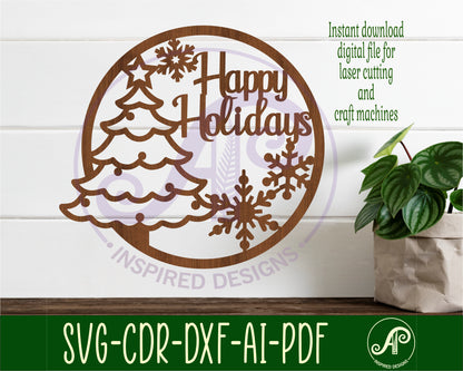 Merry Christmas / Happy Holidays wall sign design SVG / DXF / AI / PDF / CDR