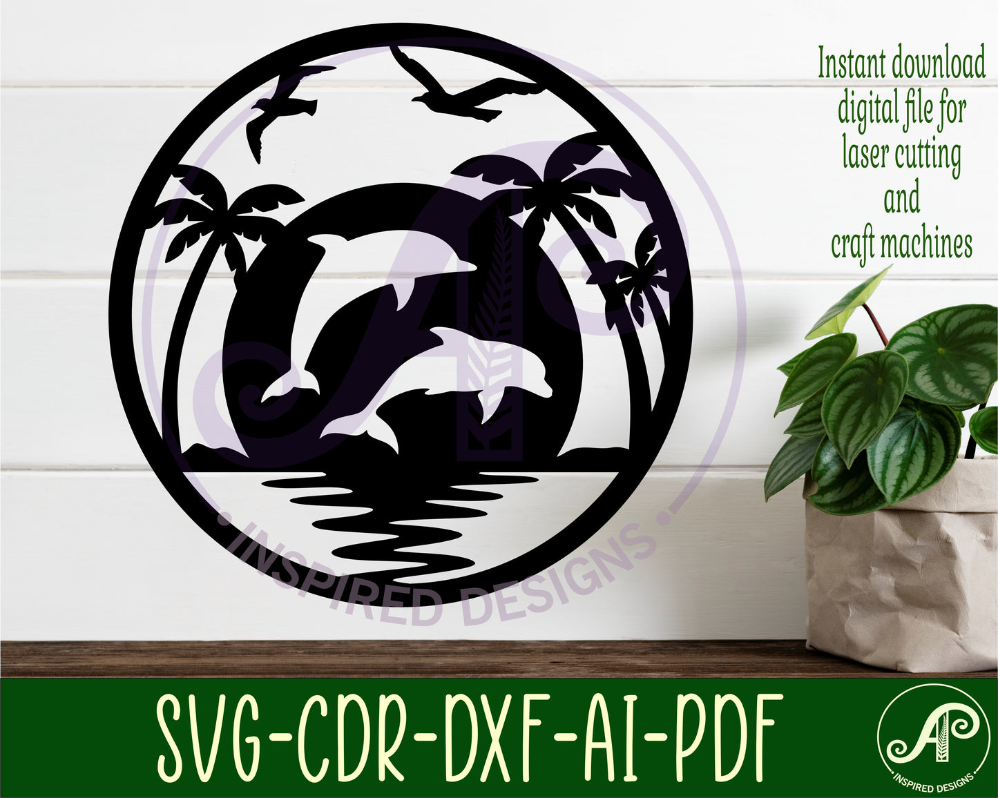 Dolphin wall sign design SVG / DXF / AI / PDF / CDR