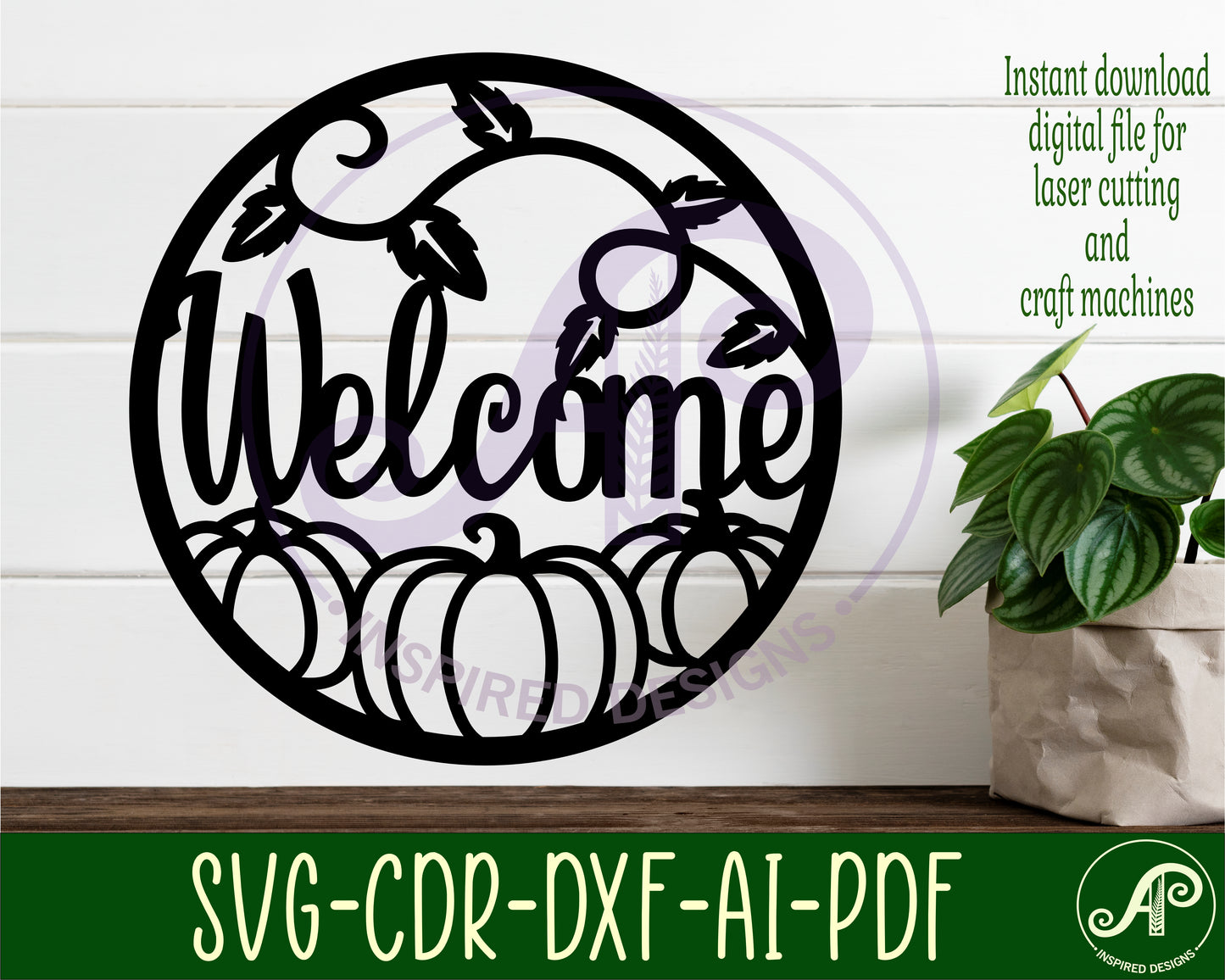 Welcome fall wall sign design SVG / DXF / AI / PDF / CDR