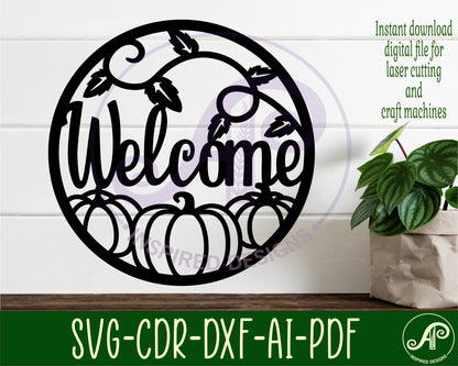 Welcome fall wall sign design SVG / DXF / AI / PDF / CDR