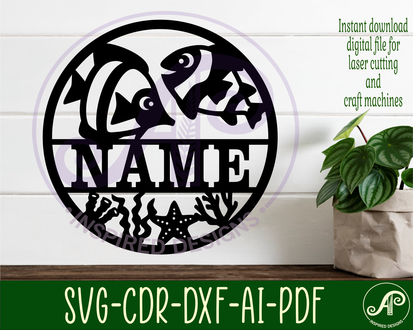 Tropical fish name wall sign. SVG / DXF / AI / PDF / CDR