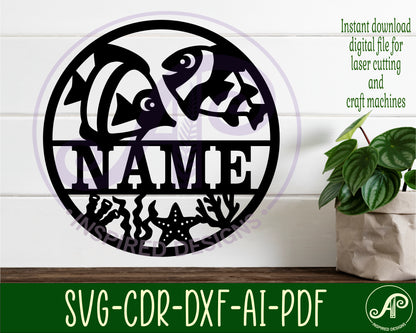 Tropical fish name wall sign. SVG / DXF / AI / PDF / CDR