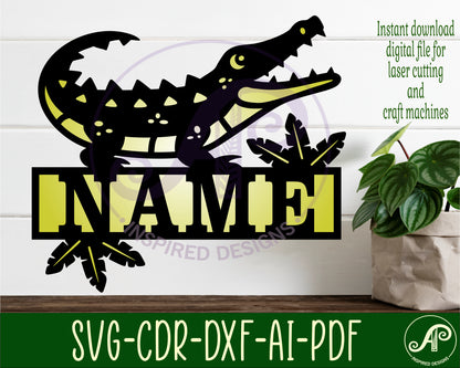 Crocodile shape name sign SVG / DXF / AI / PDF / CDR