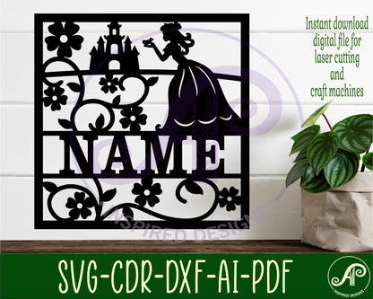 Princess name wall sign. SVG / DXF / AI / PDF / CDR