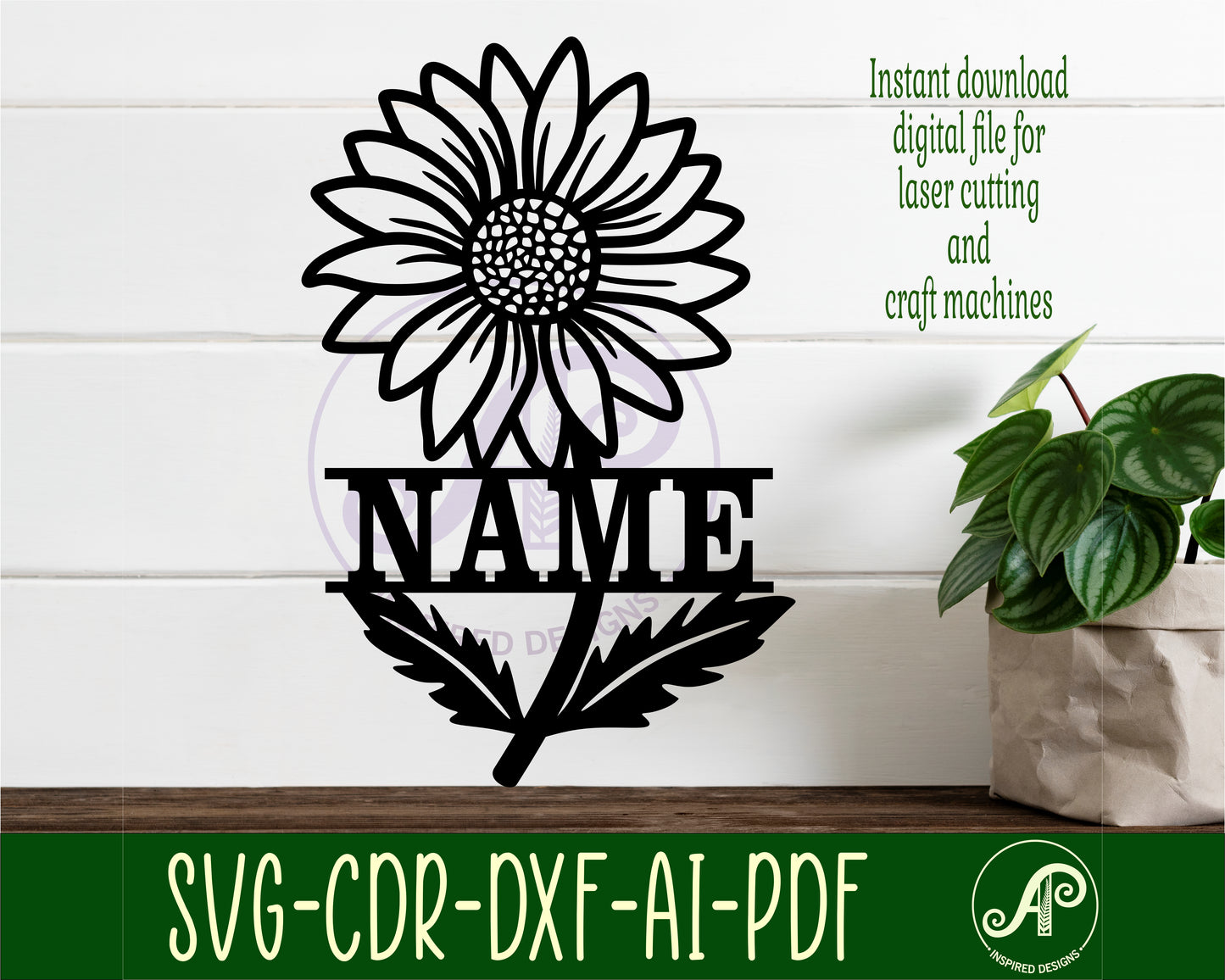 Daisy flower shape name sign SVG / DXF / AI / PDF / CDR