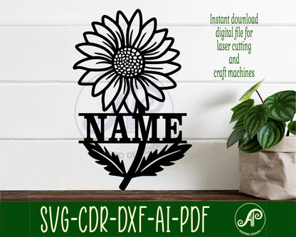 Daisy flower shape name sign SVG / DXF / AI / PDF / CDR