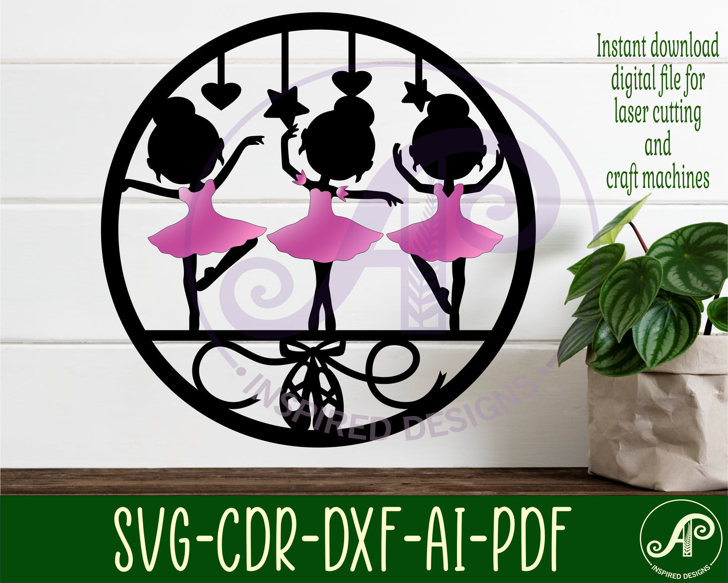 Little ballerinas wall sign design SVG / DXF / AI / PDF / CDR