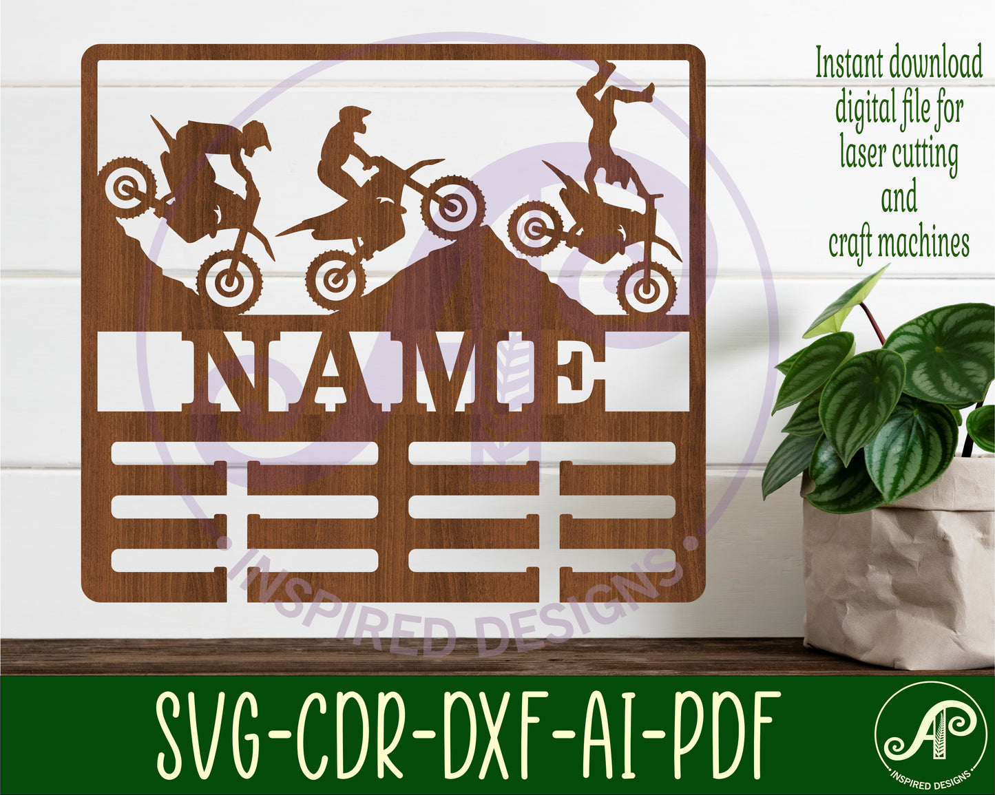 Motocross, dirt bike medal holder sign. SVG / DXF / AI / PDF / CDR