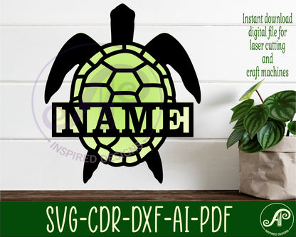 Detailed turtle shape name sign SVG / DXF / AI / PDF / CDR