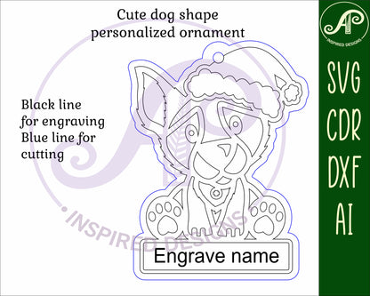 Cute dog engraved ornament design SVG / DXF / AI