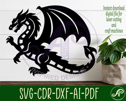 Detailed dragon design 2 wall sign design SVG / DXF / AI / PDF / CDR