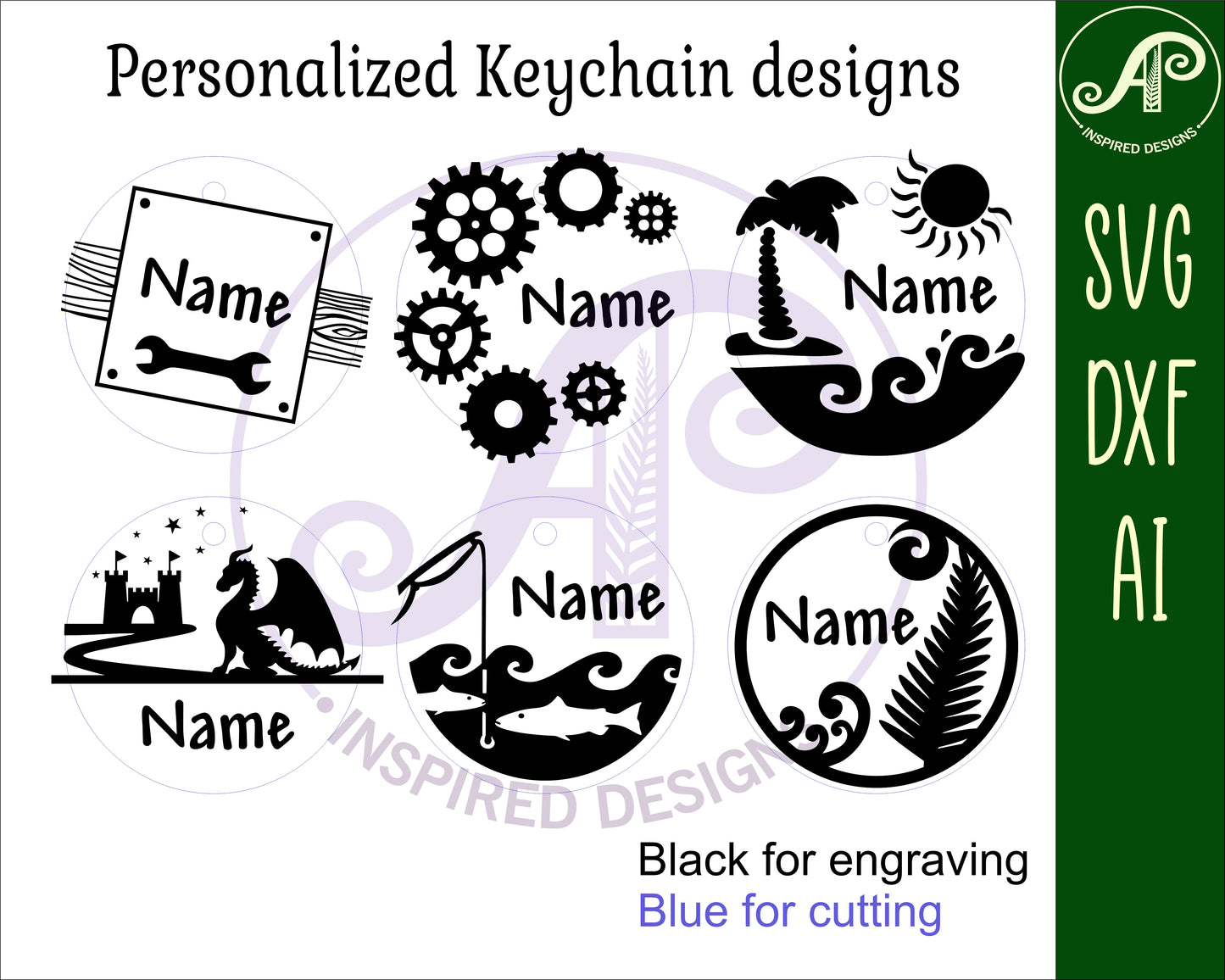 Round tag designs set 2  SVG / DXF / AI